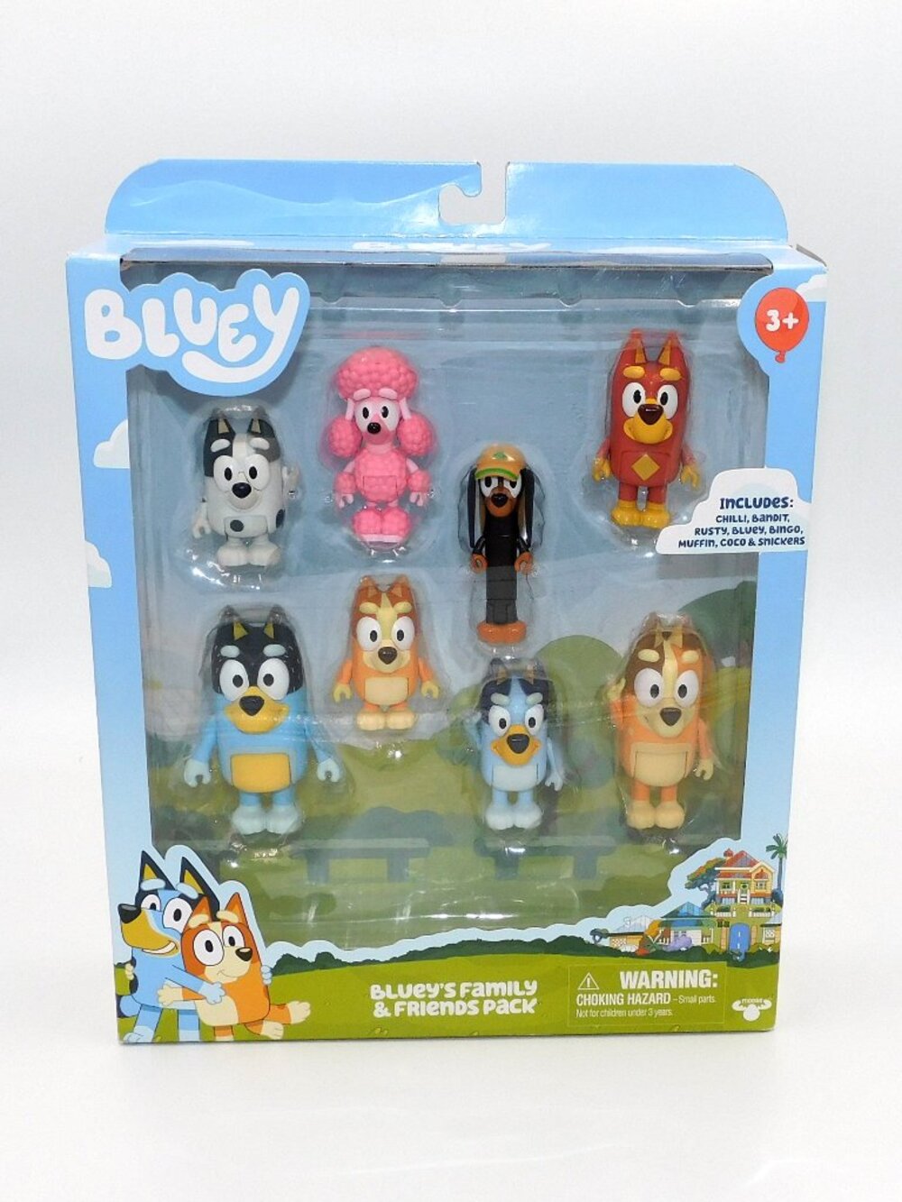 Bluey 8 Figures Family Friends Bingo Muffin Rusty Snickers Coco Chili NEW